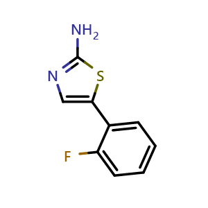 Chemical structure of 5-(2-Fluorophenyl)thiazol-2-amine , CAS 1025927-65-4, AChemBlock X179352