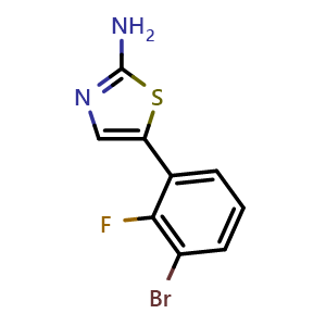 Chemical structure of 5-(3-Bromo-2-fluorophenyl)thiazol-2-amine , CAS 1692422-01-7, AChemBlock X179381