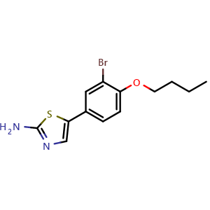 Chemical structure of 5-(3-Bromo-4-butoxyphenyl)thiazol-2-amine , CAS 2764731-53-3, AChemBlock X179383