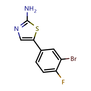 Chemical structure of 5-(3-bromo-4-fluorophenyl)thiazol-2-amine , CAS 1592317-14-0, AChemBlock X179385