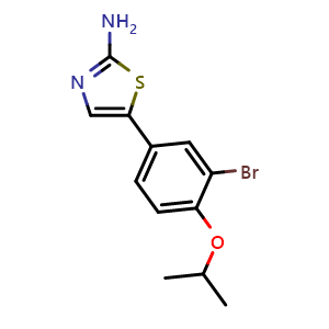 Chemical structure of 5-(3-bromo-4-isopropoxyphenyl)thiazol-2-amine , CAS 2757730-65-5, AChemBlock X179386