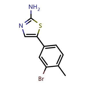Chemical structure of 5-(3-Bromo-4-methylphenyl)thiazol-2-amine , CAS 1603071-66-4, AChemBlock X179387