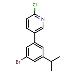 Chemical structure of 5-(3-Bromo-5-isopropylphenyl)-2-chloropyridine , CAS 2755723-13-6, AChemBlock X179394