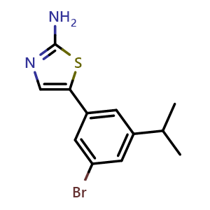 Chemical structure of 5-(3-Bromo-5-isopropylphenyl)thiazol-2-amine , CAS 2755718-19-3, AChemBlock X179396