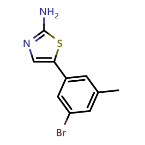 Chemical structure of 5-(3-Bromo-5-methylphenyl)thiazol-2-amine , CAS 2734779-39-4, AChemBlock X179398