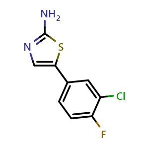Chemical structure of 5-(3-Chloro-4-fluorophenyl)thiazol-2-amine , CAS 1546702-66-2, AChemBlock X179406