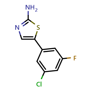 Chemical structure of 5-(3-Chloro-5-fluorophenyl)thiazol-2-amine , CAS 1552432-91-3, AChemBlock X179412