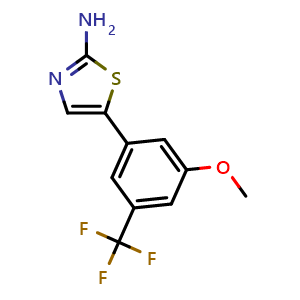 Chemical structure of 5-(3-Methoxy-5-(trifluoromethyl)phenyl)thiazol-2-amine , CAS 2764732-16-1, AChemBlock X179435