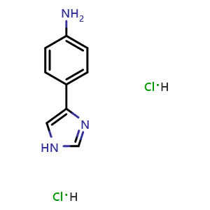 Chemical structure of 5-(4-aminophenyl)-3H-imidazole-dihydrochloride , CAS 72798-67-5, AChemBlock X179454
