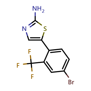 Chemical structure of 5-(4-Bromo-2-(trifluoromethyl)phenyl)thiazol-2-amine , CAS 1243839-24-8, AChemBlock X179456