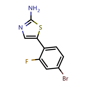 Chemical structure of 5-(4-Bromo-2-fluorophenyl)thiazol-2-amine , CAS 1603584-61-7, AChemBlock X179463