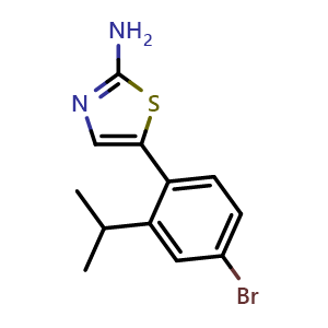 Chemical structure of 5-(4-Bromo-2-isopropylphenyl)thiazol-2-amine , CAS 2764728-04-1, AChemBlock X179464