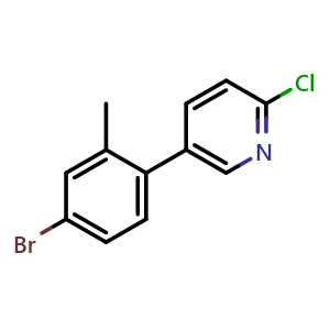 Chemical structure of 5-(4-Bromo-2-methylphenyl)-2-chloropyridine , CAS 1359945-02-0, AChemBlock X179466