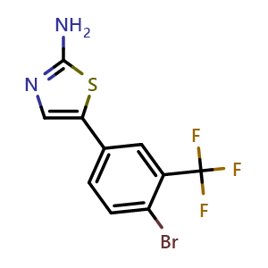 Chemical structure of 5-(4-Bromo-3-(trifluoromethyl)phenyl)thiazol-2-amine , CAS 186982-44-5, AChemBlock X179468