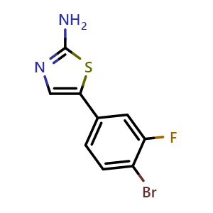 Chemical structure of 5-(4-Bromo-3-fluorophenyl)thiazol-2-amine , CAS 1602832-59-6, AChemBlock X179470
