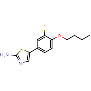 Chemical structure of 5-(4-butoxy-3-fluorophenyl)thiazol-2-amine , CAS 2807466-06-2, AChemBlock X179477