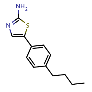 Chemical structure of 5-(4-Butylphenyl)thiazol-2-amine , CAS 1182922-68-4, AChemBlock X179480