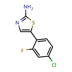 Chemical structure of 5-(4-Chloro-2-fluorophenyl)thiazol-2-amine , CAS 1504848-90-1, AChemBlock X179485