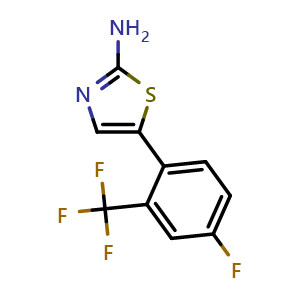 Chemical structure of 5-(4-Fluoro-2-(trifluoromethyl)phenyl)thiazol-2-amine , CAS 1714903-82-8, AChemBlock X179496