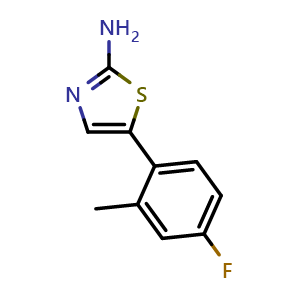 Chemical structure of 5-(4-Fluoro-2-methylphenyl)thiazol-2-amine , CAS 1179232-29-1, AChemBlock X179497