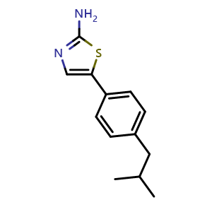 Chemical structure of 5-(4-Isobutylphenyl)thiazol-2-amine , CAS 1179145-28-8, AChemBlock X179504