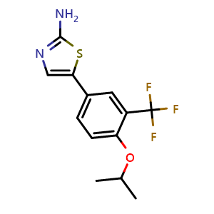 Chemical structure of 5-(4-isopropoxy-3-(trifluoromethyl)phenyl)thiazol-2-amine , CAS 2755718-66-0, AChemBlock X179507