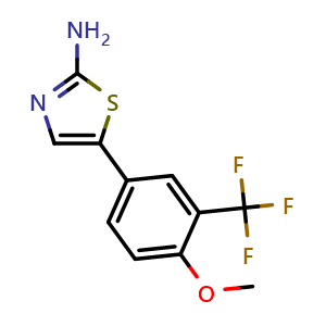 Chemical structure of 5-(4-Methoxy-3-(trifluoromethyl)phenyl)thiazol-2-amine , CAS 2734775-97-2, AChemBlock X179511