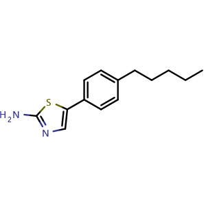 Chemical structure of 5-(4-pentylphenyl)thiazol-2-amine , CAS 2755723-67-0, AChemBlock X179516