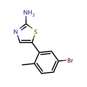 Chemical structure of 5-(5-Bromo-2-methylphenyl)thiazol-2-amine , CAS 2734773-22-7, AChemBlock X179524