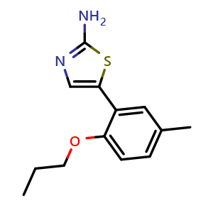 Chemical structure of 5-(5-Methyl-2-propoxyphenyl)thiazol-2-amine , CAS 2764733-99-3, AChemBlock X179537