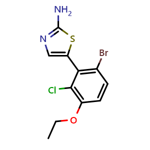 Chemical structure of 5-(6-Bromo-2-chloro-3-ethoxyphenyl)thiazol-2-amine , CAS 2807466-00-6, AChemBlock X179541