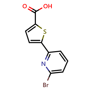 Chemical structure of 5-(6-bromo-pyridin-2-yl)-thiophene-2-carboxylic acid , CAS 656227-42-8, AChemBlock X179543