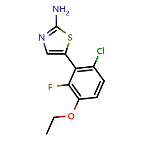 Chemical structure of 5-(6-Chloro-3-ethoxy-2-fluorophenyl)thiazol-2-amine , CAS 2807450-09-3, AChemBlock X179545