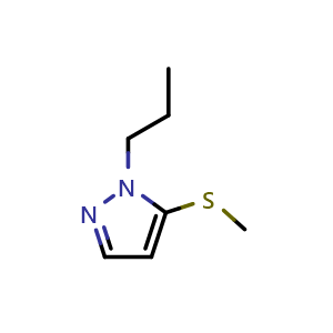 Chemical structure of 5-(Methylthio)-1-propyl-1H-pyrazole , CAS 2764729-14-6, AChemBlock X179564