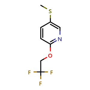 Chemical structure of 5-(Methylthio)-2-(2,2,2-trifluoroethoxy)pyridine , CAS 2807465-62-7, AChemBlock X179565