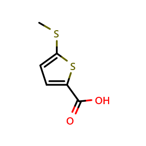 Chemical structure of 5-(Methylthio)thiophene-2-carboxylic acid , CAS 20873-58-9, AChemBlock X179570