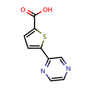 Chemical structure of 5-(pyrazin-2-yl)thiophene-2-carboxylic acid , CAS 1161818-87-6, AChemBlock X179573