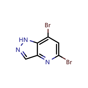 Chemical structure of 5,7-Dibromo-1H-pyrazolo[4,3-b]pyridine , CAS 1956379-02-4, AChemBlock X179584