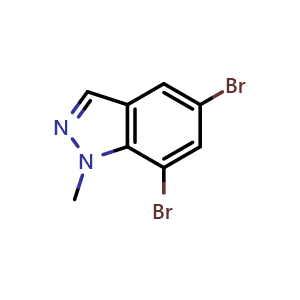 Chemical structure of 5,7-Dibromo-1-methyl-1H-indazole , CAS 1644115-97-8, AChemBlock X179585