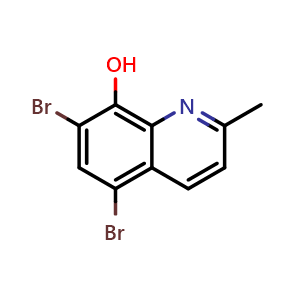 Chemical structure of 5,7-dibromo-2-methylquinolin-8-ol , CAS 15599-52-7, AChemBlock X179586