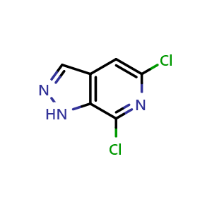 Chemical structure of 5,7-Dichloro-1H-pyrazolo[3,4-c]pyridine , CAS 1260666-26-9, AChemBlock X179588