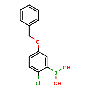 Chemical structure of 5-Benzyloxy-2-chlorophenylboronic acid , CAS 1256346-10-7, AChemBlock X179606