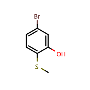 Chemical structure of 5-bromo-2-(methylthio)phenol , CAS 107724-65-2, AChemBlock X179648