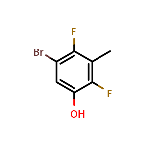 Chemical structure of 5-Bromo-2,4-difluoro-3-methylphenol , CAS 2586126-00-1, AChemBlock X179662