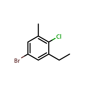 Chemical structure of 5-bromo-2-chloro-1-ethyl-3-methylbenzene , CAS 2710785-76-3, AChemBlock X179665
