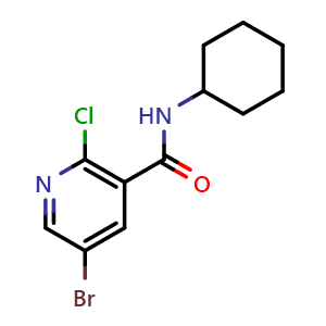 Chemical structure of 5-Bromo-2-chloro-N-cyclohexylnicotinamide , CAS 1461685-07-3, AChemBlock X179672