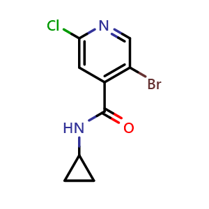 Chemical structure of 5-bromo-2-chloro-N-cyclopropylisonicotinamide , CAS 1862872-66-9, AChemBlock X179673