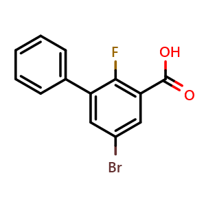 Chemical structure of 5-Bromo-2-fluoro-[1,1'-biphenyl]-3-carboxylic acid , CAS 2586126-22-7, AChemBlock X179681