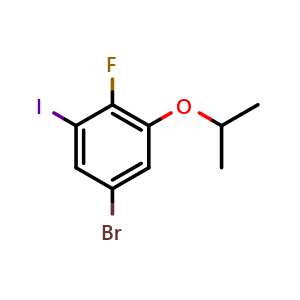 Chemical structure of 5-bromo-2-fluoro-1-iodo-3-isopropoxybenzene , CAS 2586126-05-6, AChemBlock X179684