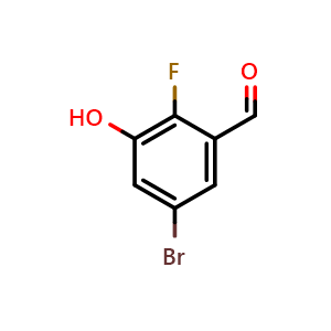 Chemical structure of 5-Bromo-2-fluoro-3-hydroxybenzaldehyde , CAS 1805416-29-8, AChemBlock X179696
